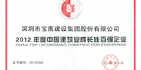 寶鷹集團(tuán)連續(xù)三年榮獲中國建筑業(yè)成長性百強(qiáng)企業(yè)稱號